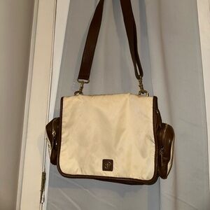 SOLD Tory Burch Cream and Brown Messenger Bag